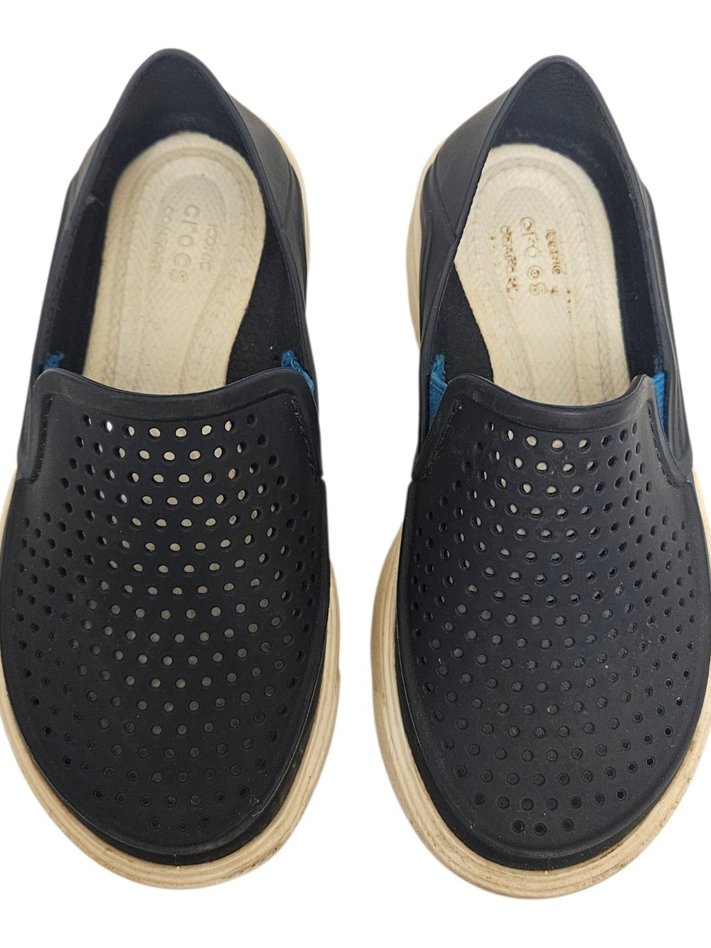 Crocs Citi Lane Roka Sneaker Slip On Boys 9 Navy Blue Breathable Comfort Casual